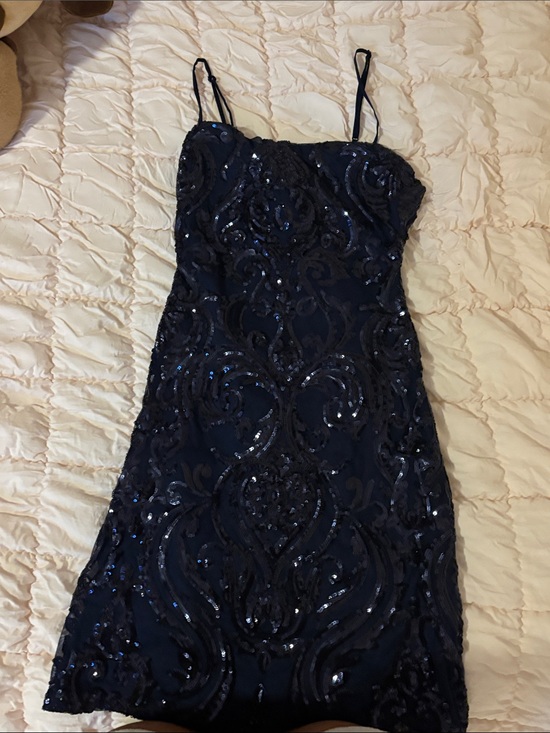 B Darlin Dresses & Skirts - B Darlin Navy Sequin Spaghetti Strap Mini Dress